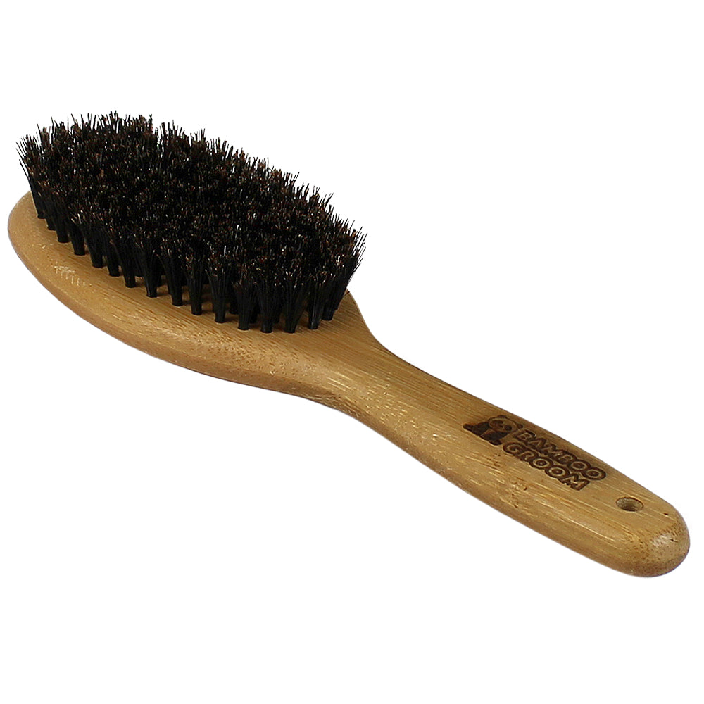 Bamboo Groom Oval hundebørste villsvinbust