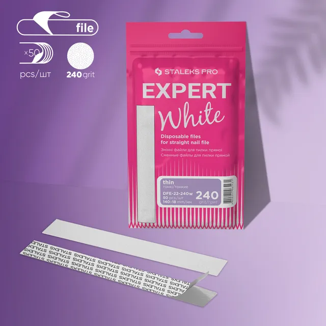 Staleks Pro Expert 22 engangsfiler 240 grit hvit 50 stk