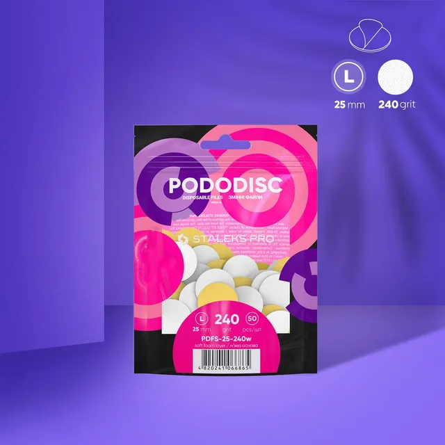 Staleks Pododisc L Expert pedikyrfil 240 grit 50 stk myk