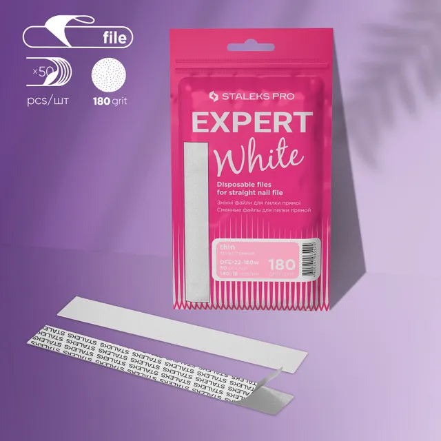 Staleks Pro Expert 22 engangsfil hvit 180 grit 50 stk