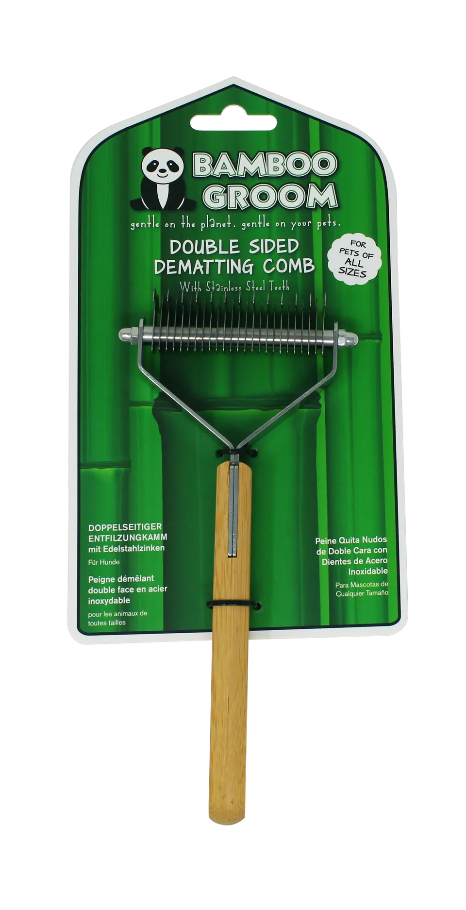 Bamboo Groom Double Sided flokekam rustfritt stål