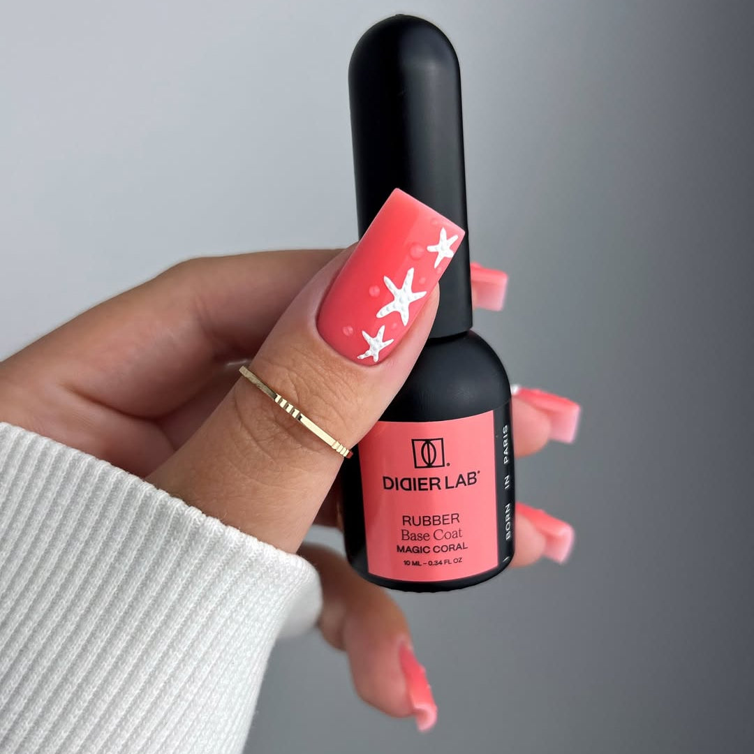 Didier Lab Rubber Base Coat Magic Coral 2-i-1 elastisk