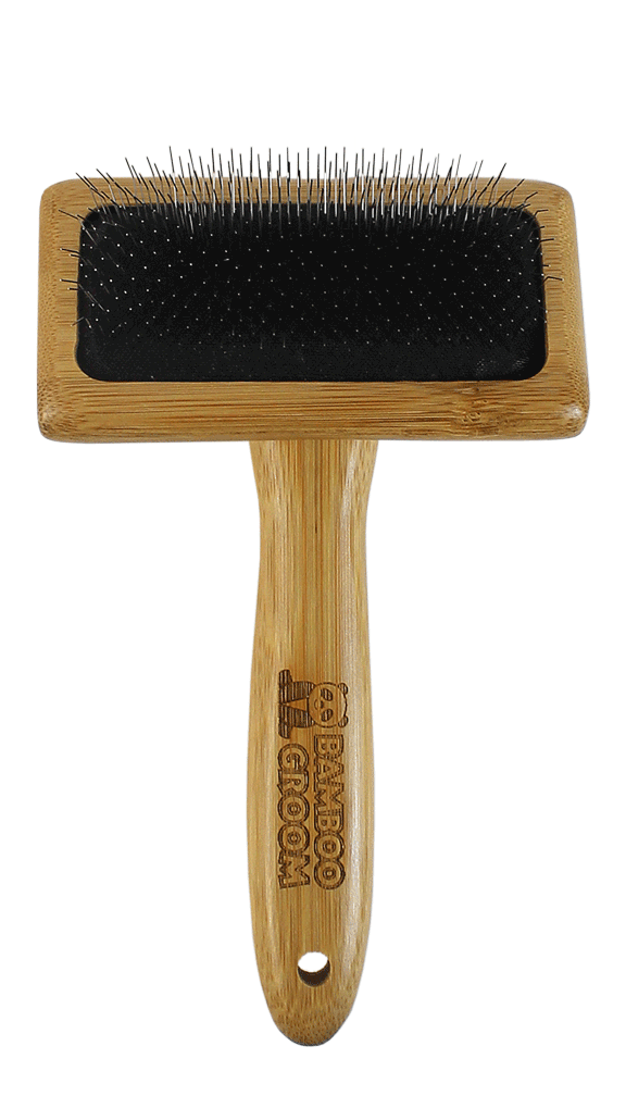 Bamboo Groom Slicker børste stålpinner bambus