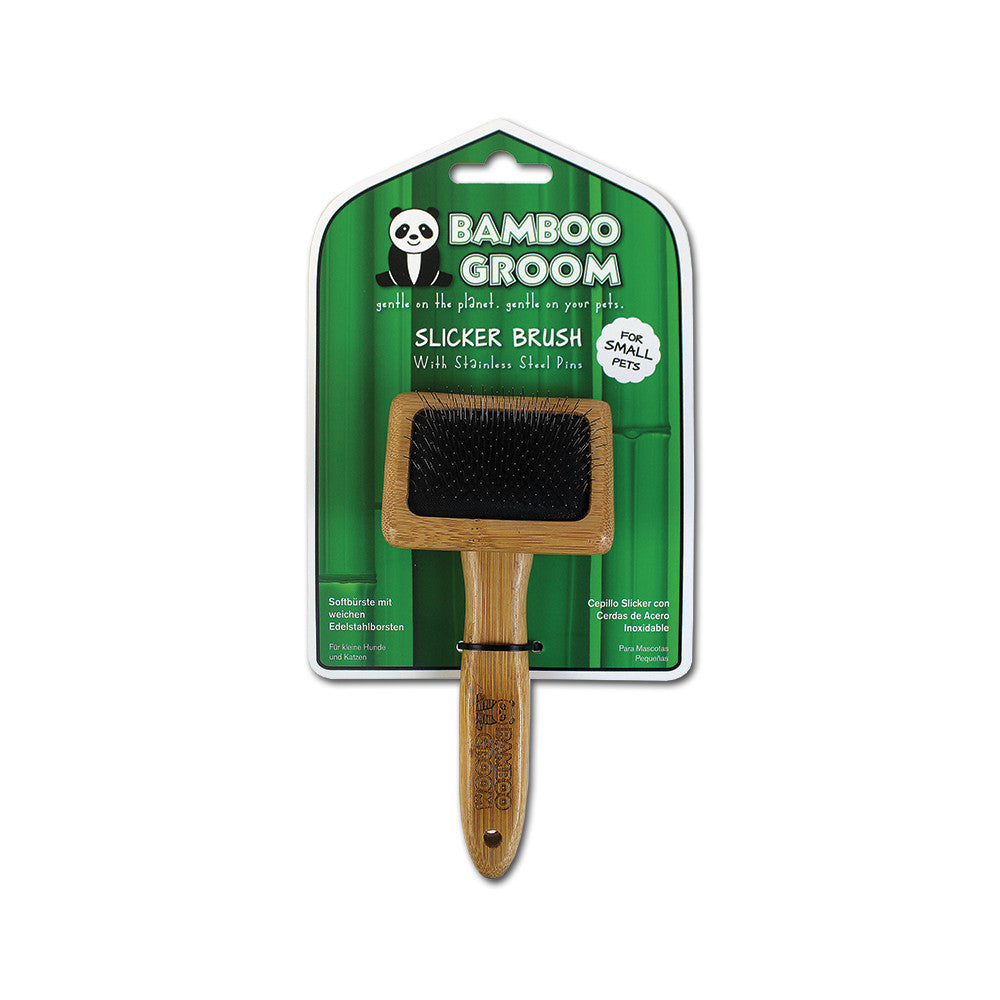 Bamboo Groom Slicker børste stålpinner bambus