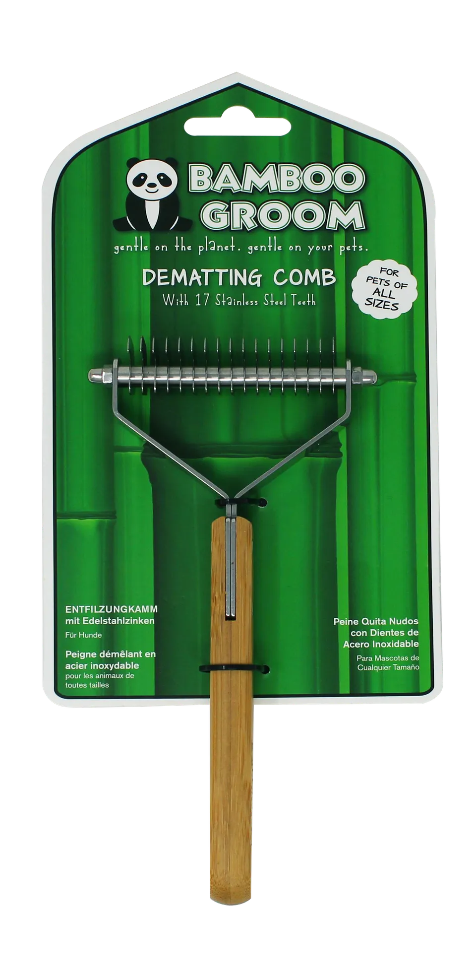 Bamboo Groom flokekam 17 tenner rustfritt stål