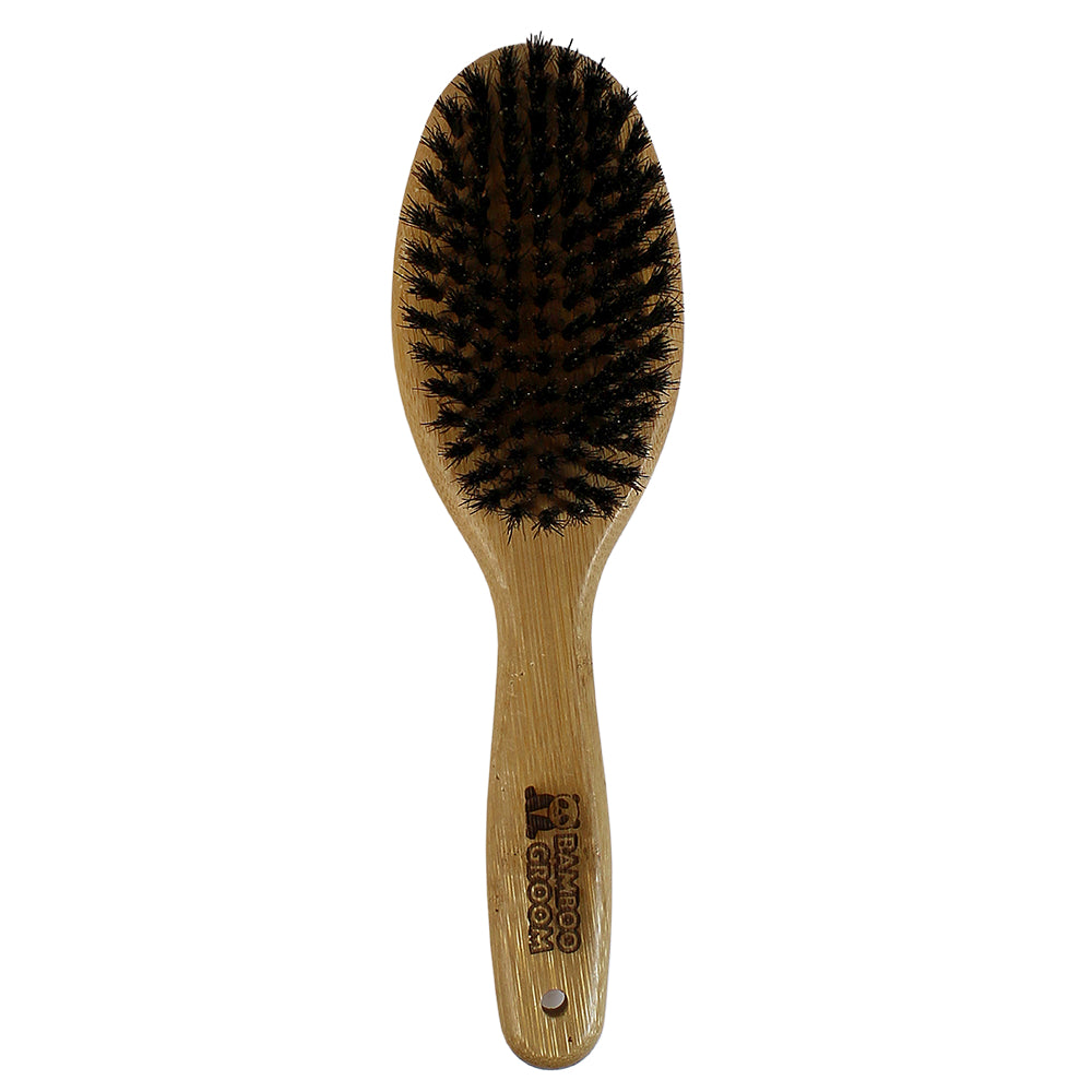 Bamboo Groom Oval hundebørste villsvinbust