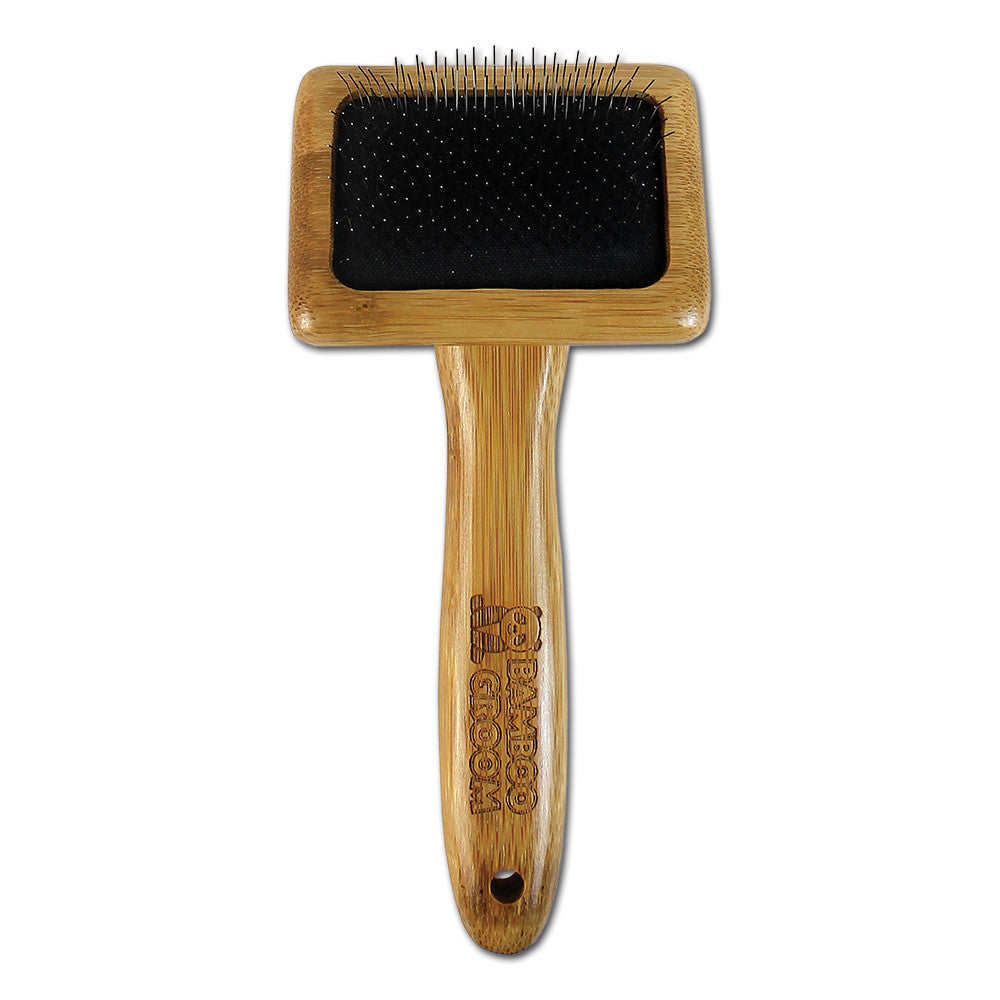 Bamboo Groom Slicker børste stålpinner bambus