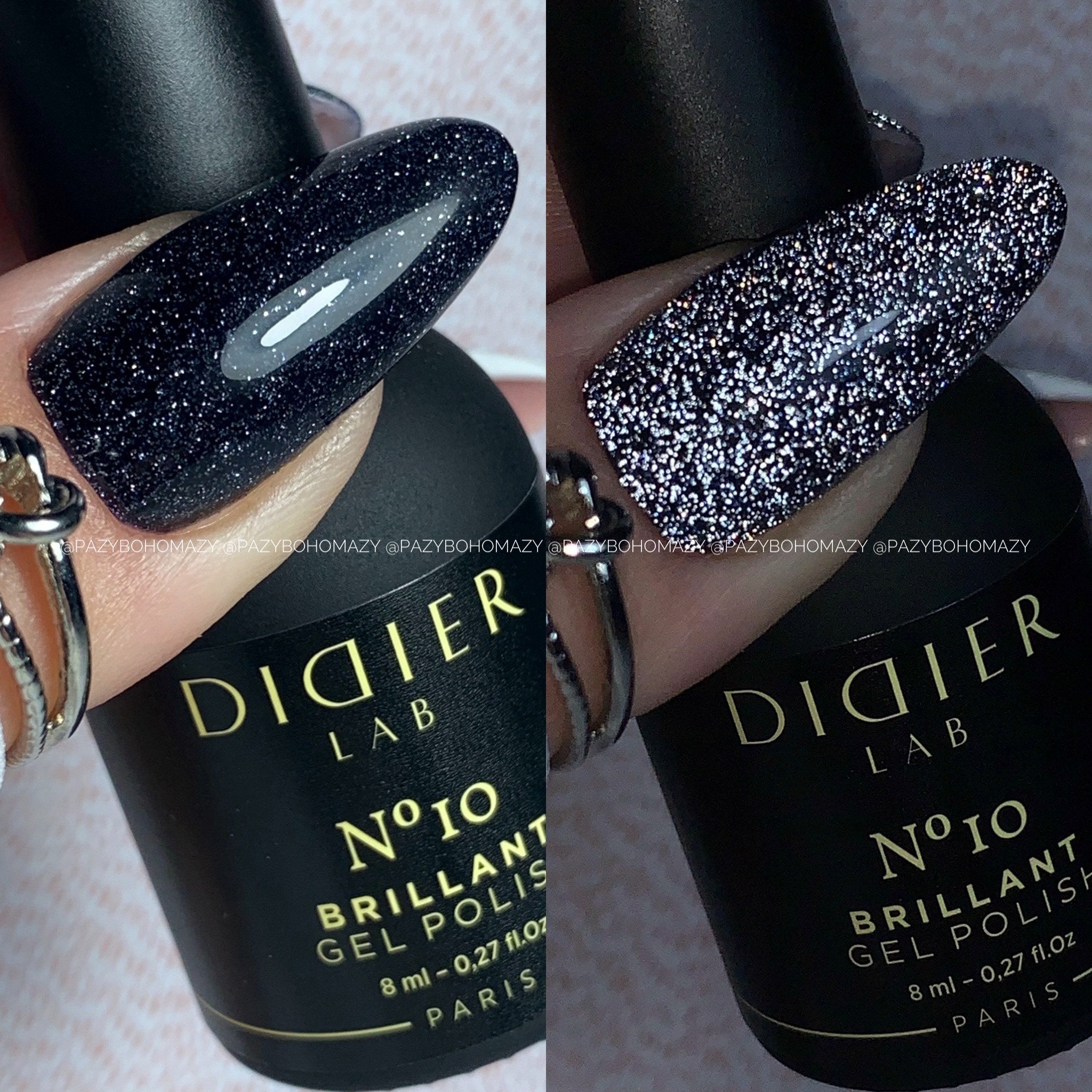 Didier Lab Brillant No10 gellakk sort glitter 8 ml