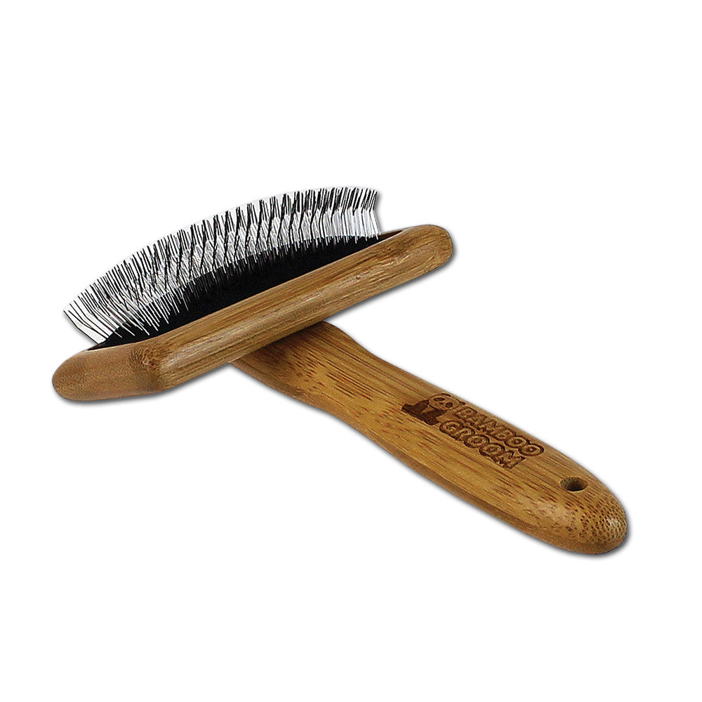 Bamboo Groom Slicker børste stålpinner bambus