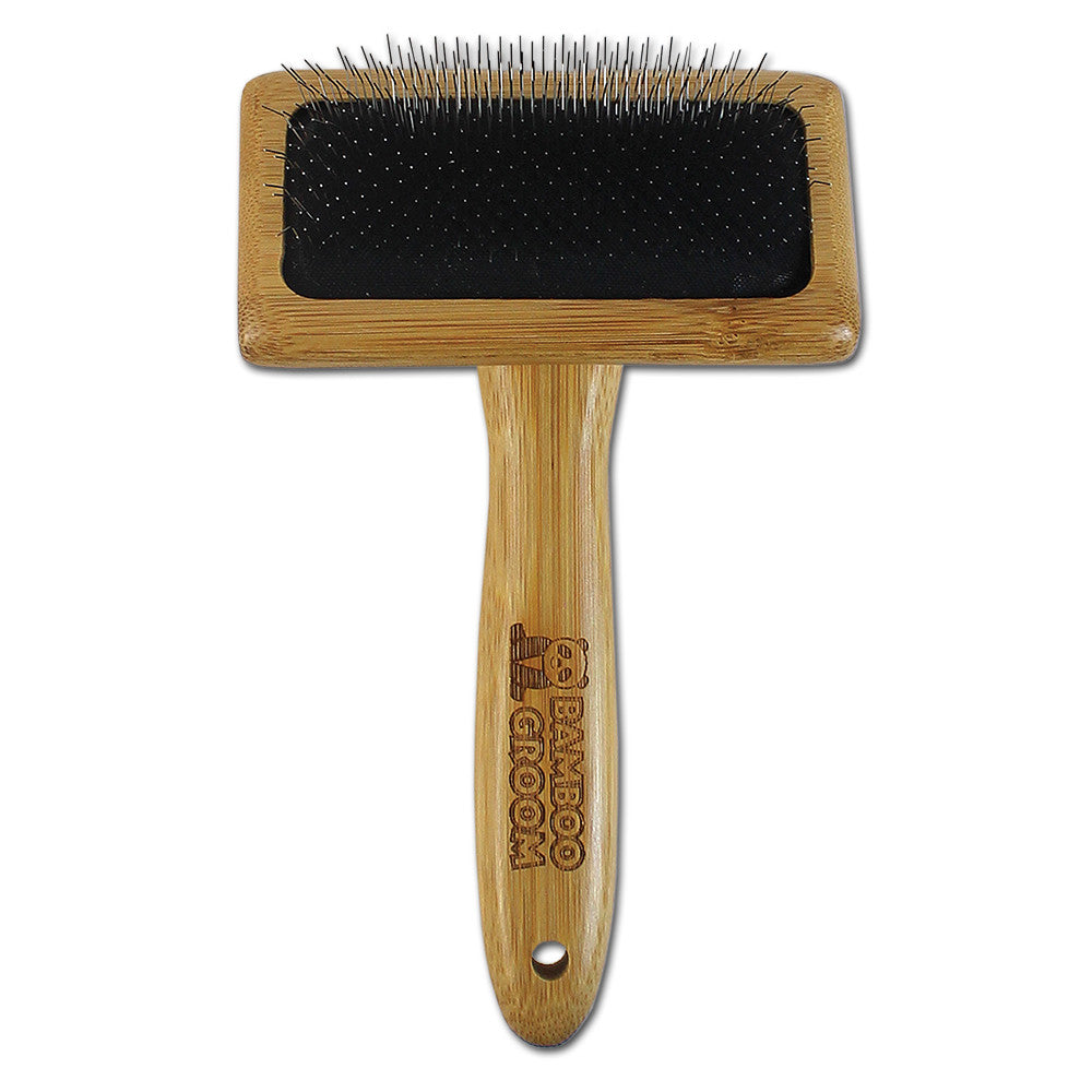 Bamboo Groom Slicker børste stålpinner bambus