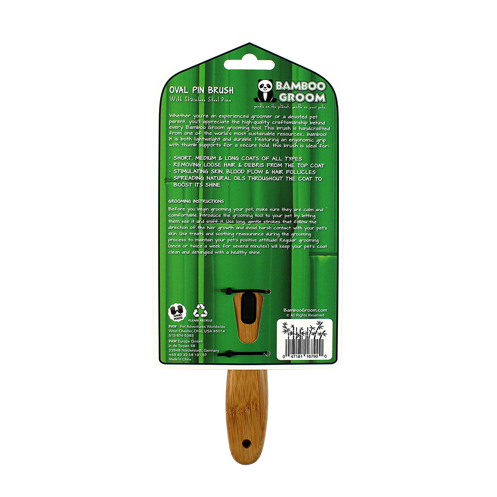 Bamboo Groom Oval Pin børste rustfrie stålpinner