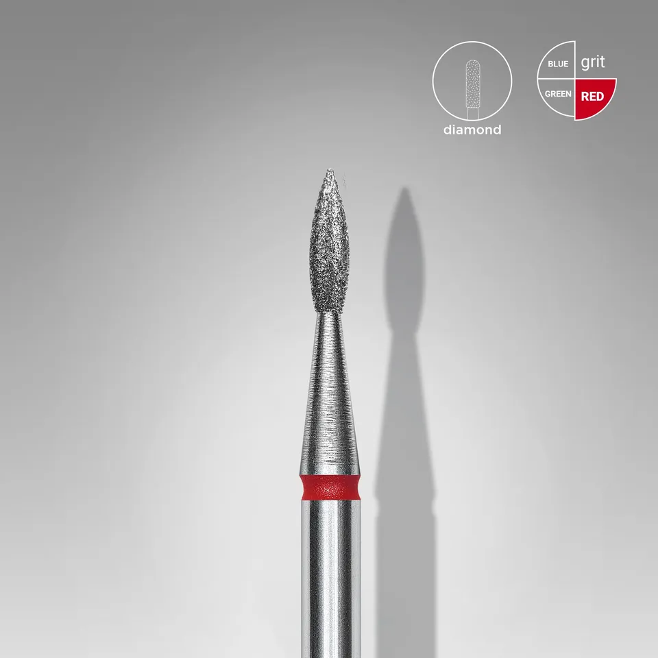 Staleks EXPERT diamantfres spiss flamme rød 1,8 mm neglebor