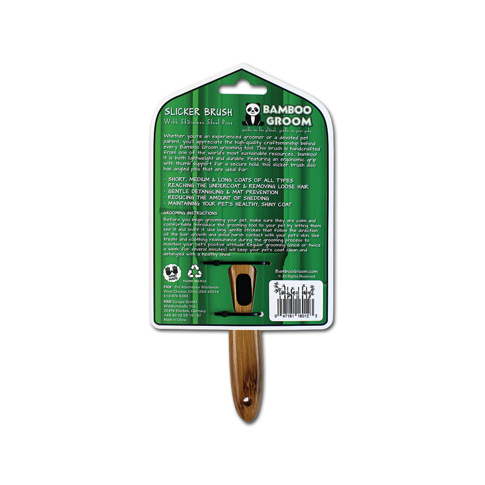 Bamboo Groom Slicker børste stålpinner bambus