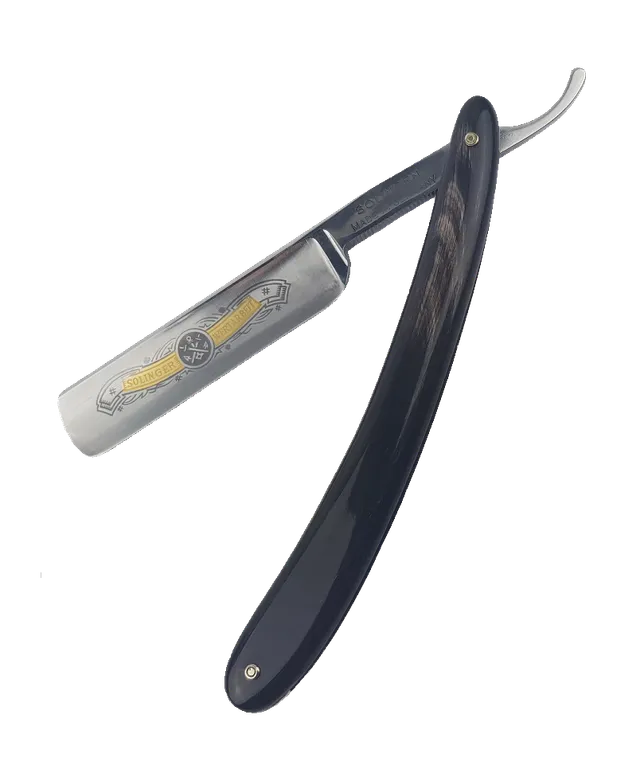 Niegeloh Solingen barberkniv 5/8 gulletset rund spiss
