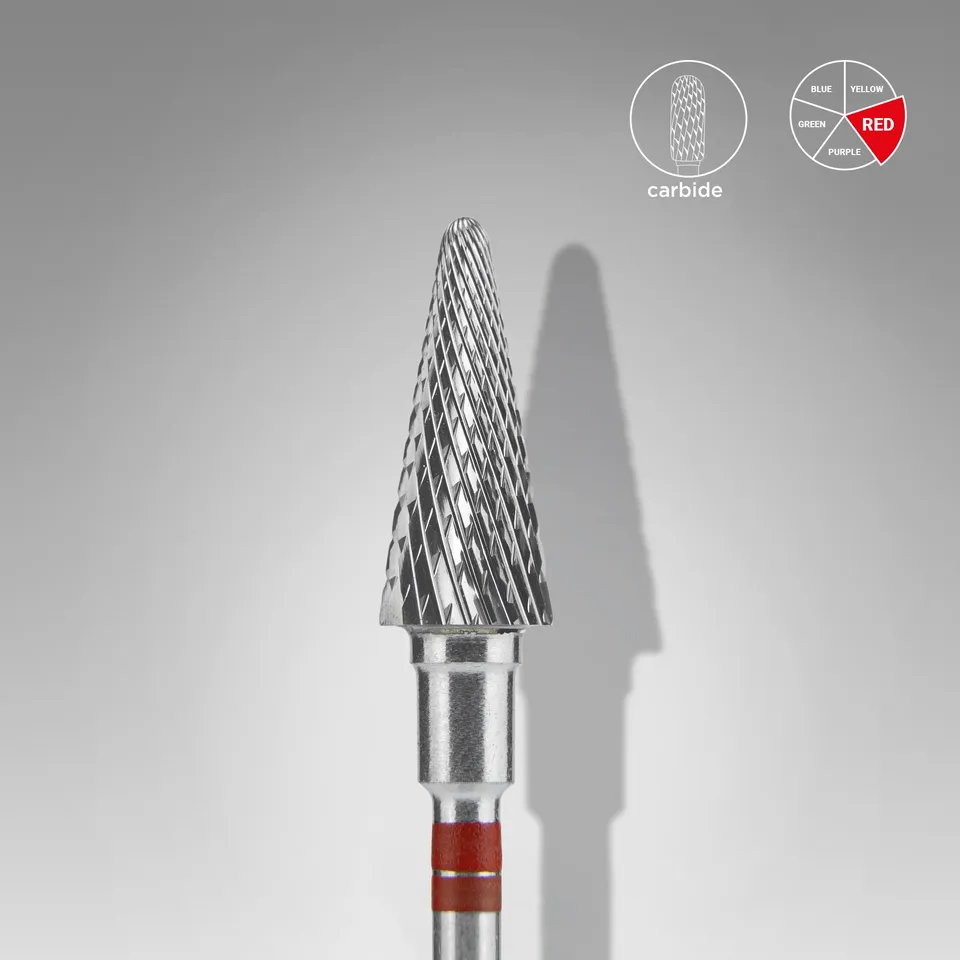 Staleks Expert fresebit karbid kjegle venstre 6/14 mm rød