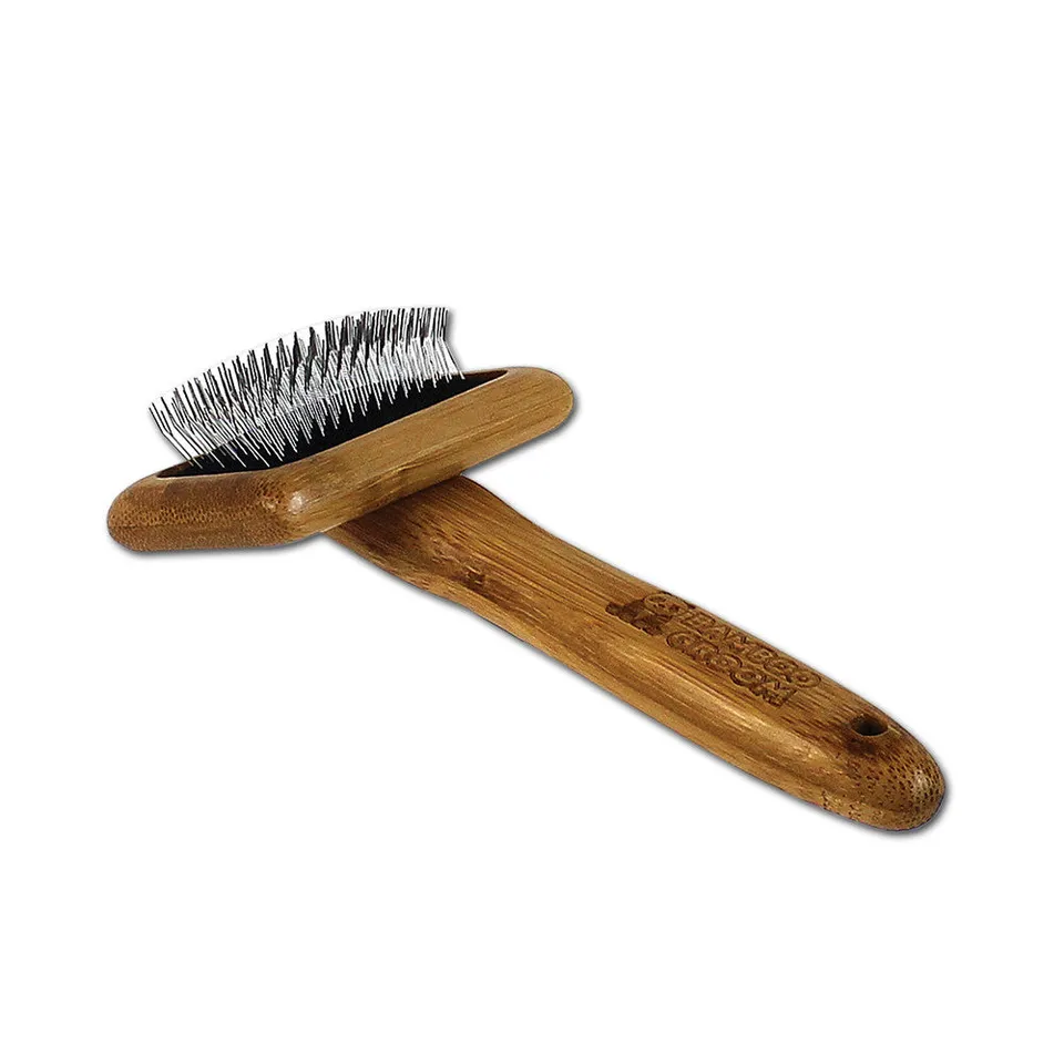 Bamboo Groom Slicker børste stålpinner bambus