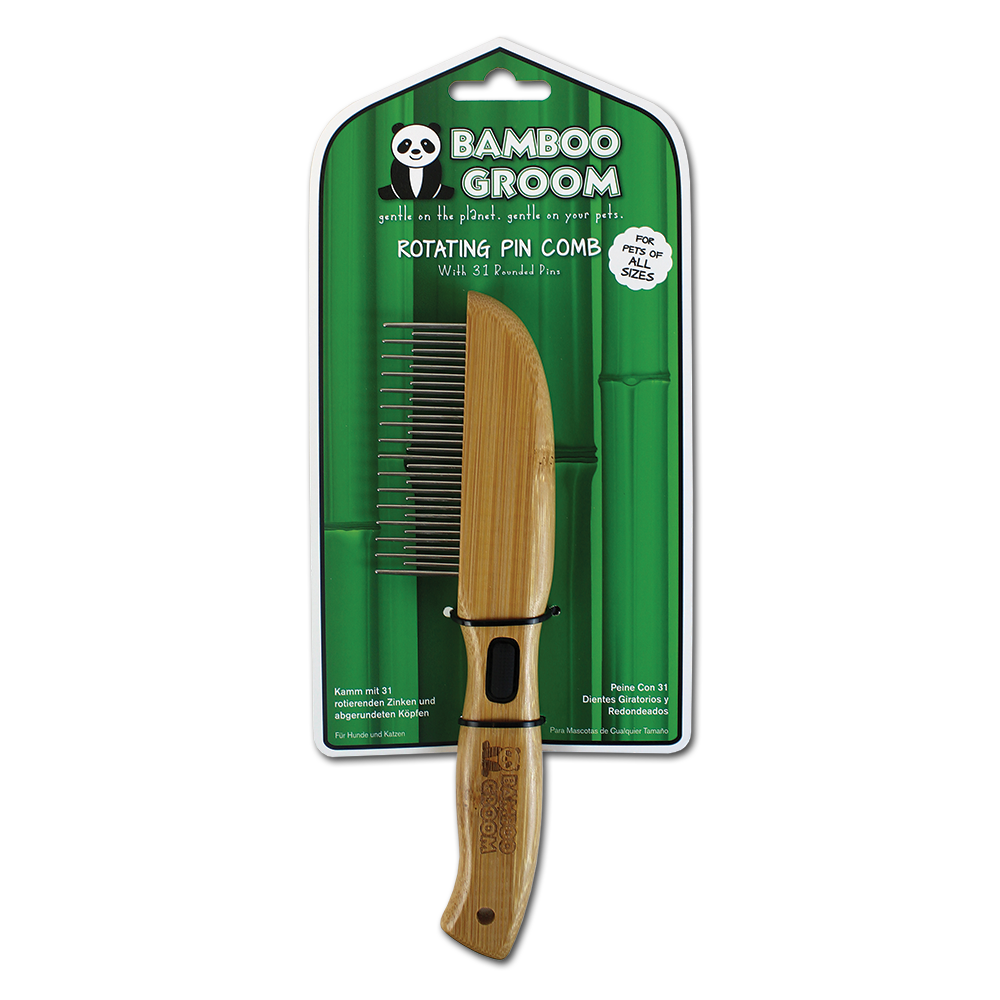 Bamboo Groom Rotating Pin Comb 31 pinnekam avrundet