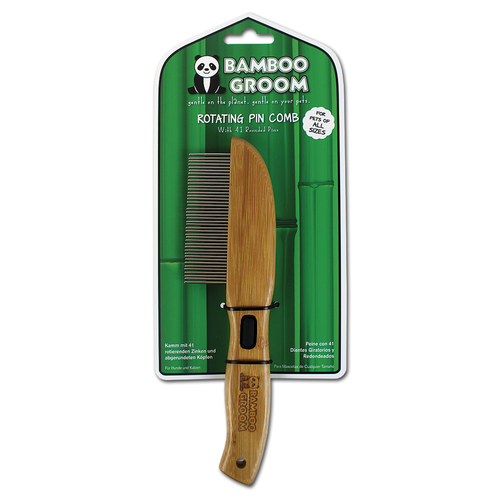 Bamboo Groom Rotating Pin Comb 41 pinnekam avrundet
