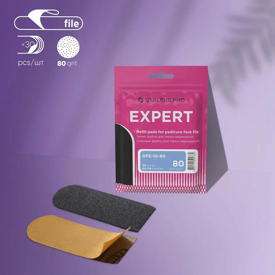 Staleks Expert 10 pedikyrfiler 80 grit 30 stk grove